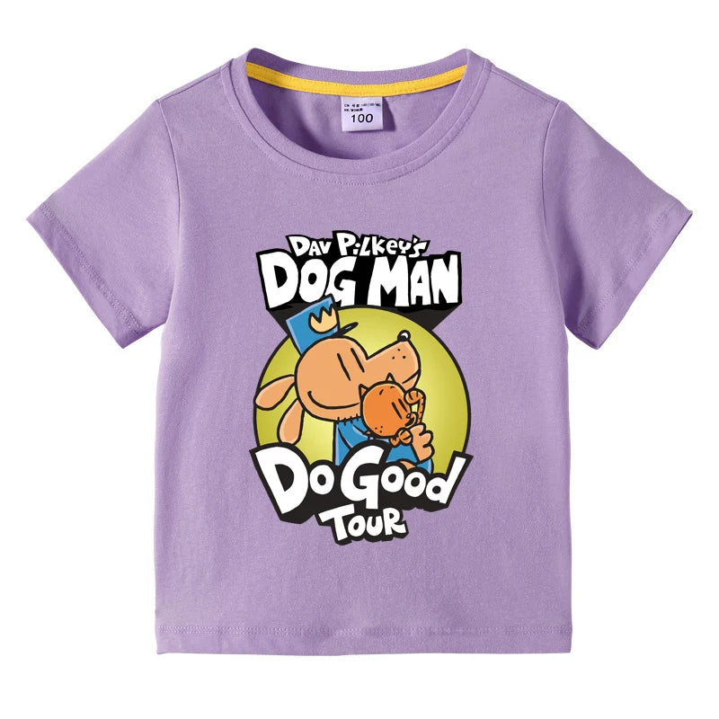 2025 New Kids Clothing Dog Man Do Good Tour Graphic T-Shirt Children Summer Cartoon Short Sleeve Tee Boys Girls Fashion Clothes