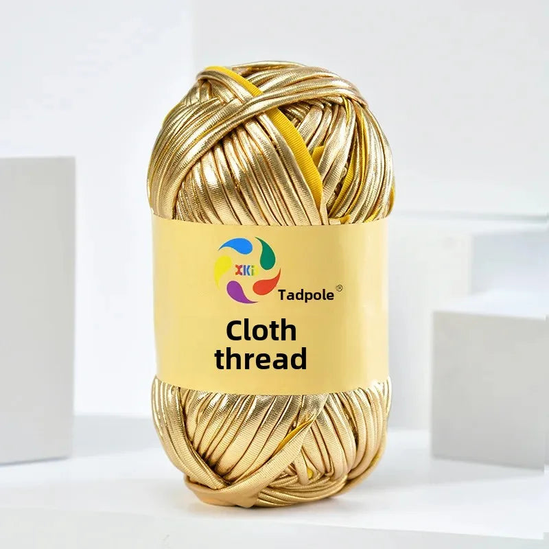 New metal texture cloth line personalized wool DIY woven bag bright leather hand woven material
