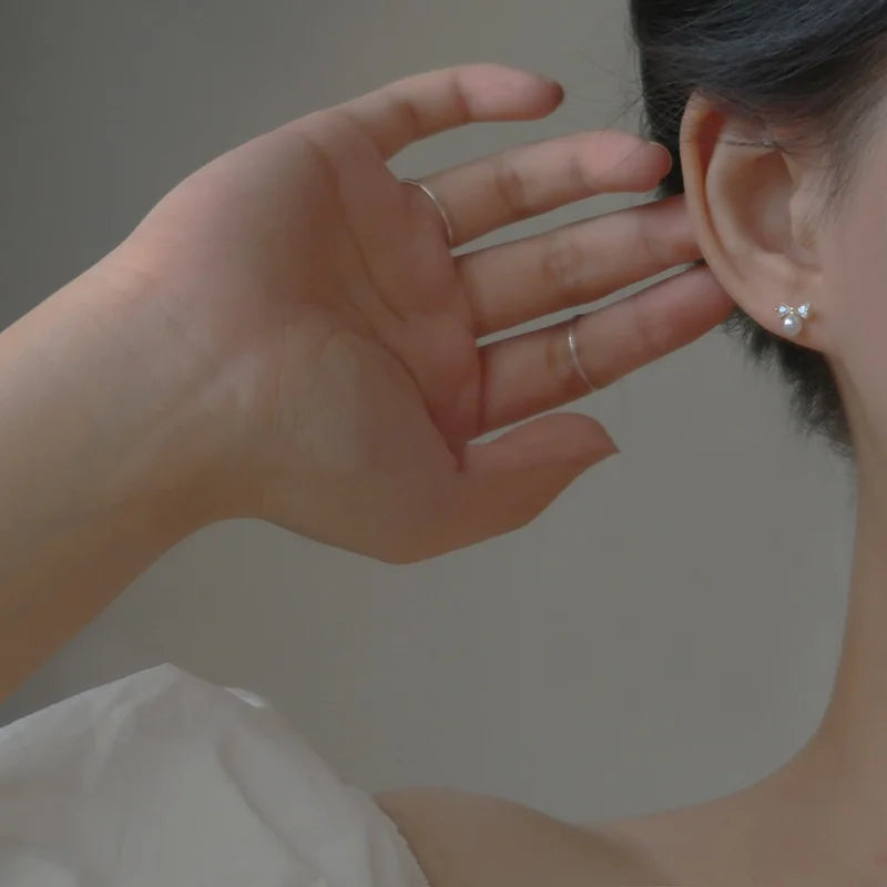 Fashion Cute Simple Bowkont Stud Earrings