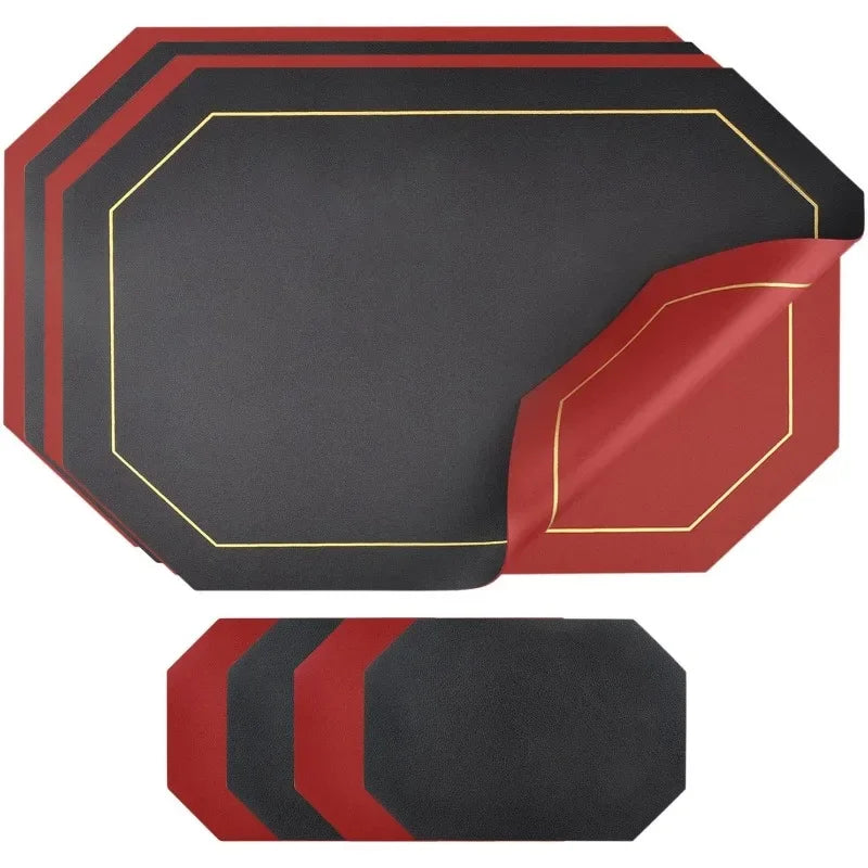 1/4pcs Faux Leather Placemats ,Waterproof,Oil-resistant, Heat-resistant, Anti-scald Dinner Bowl Mat, Kitchen Dining Table  Mats