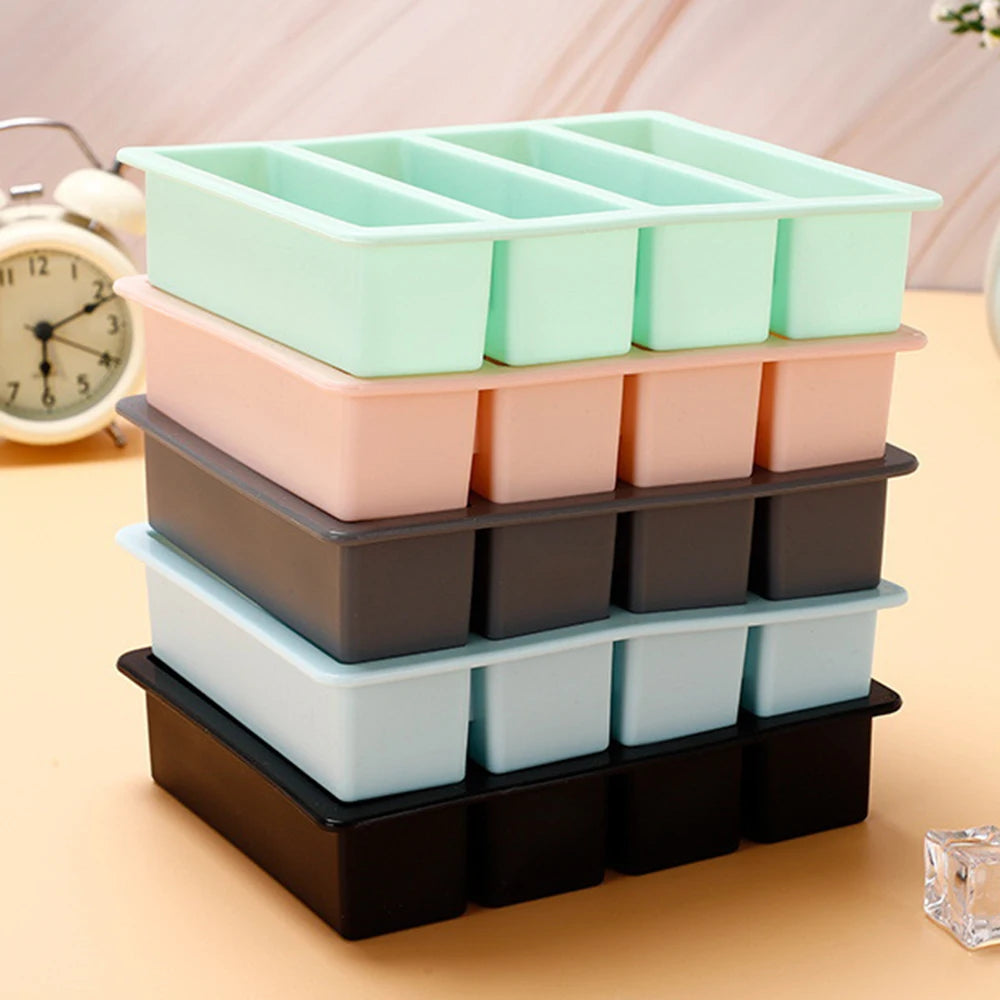 1PC Four Straight Strip Ice Mill Silicone Ice Tray Diy Ice Cube Mold Auxiliary Food Box Ice Maker