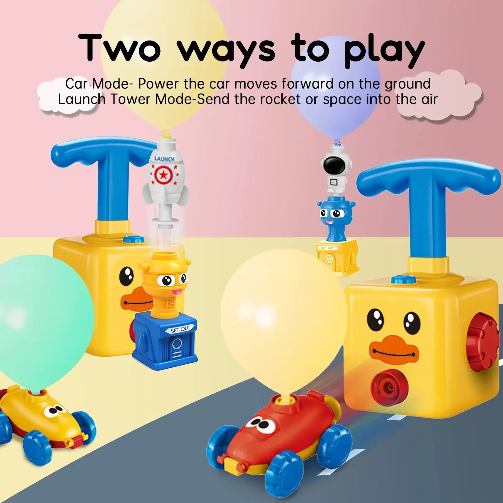Balloon Launcher Children's Car Toys With Pump Rocket Balloon Party Supplies Preschool Education Science Children's Toy Gifts