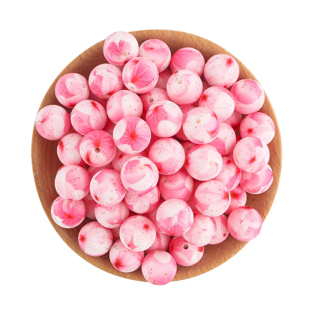 10Pcs/lot Printed Silicone Beads 15mm Round Leopard Terrazzo Dalmatian Camo Silicone Beads For Jewelry Making DIY Accessories