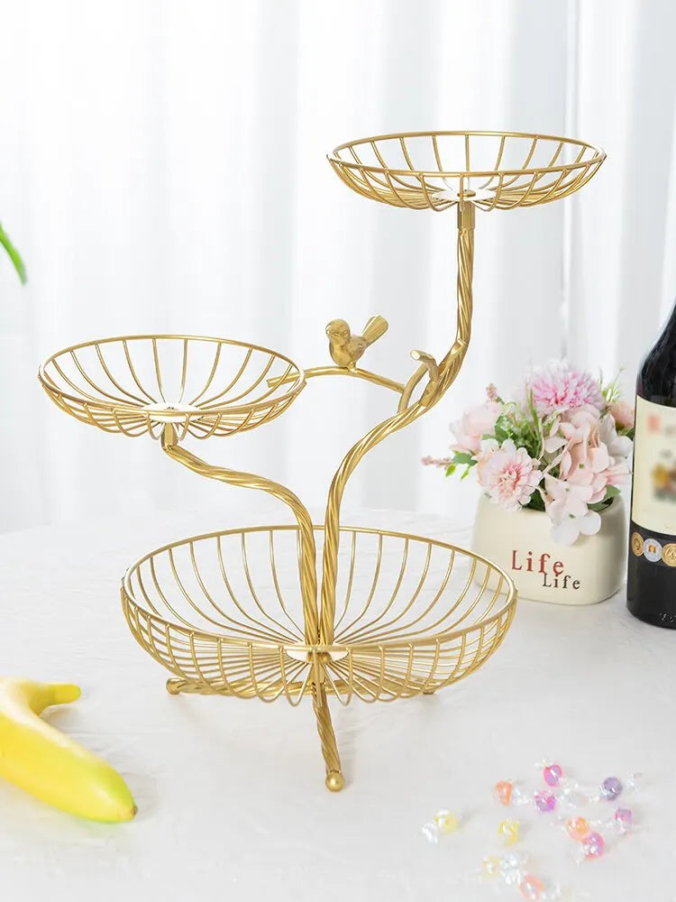 1PC Removable Household Wrought Iron Fruit Basket Fashion Creative Fruit Drain Desktop Storage Basket