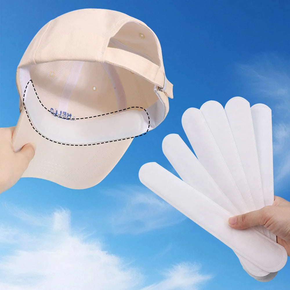 10PCS Hat Anti-Fouling Inner Lining Brim Strip Collar Sweat-Absorbing Patch Disposable Hat Pad Sweat-Absorbing Patch