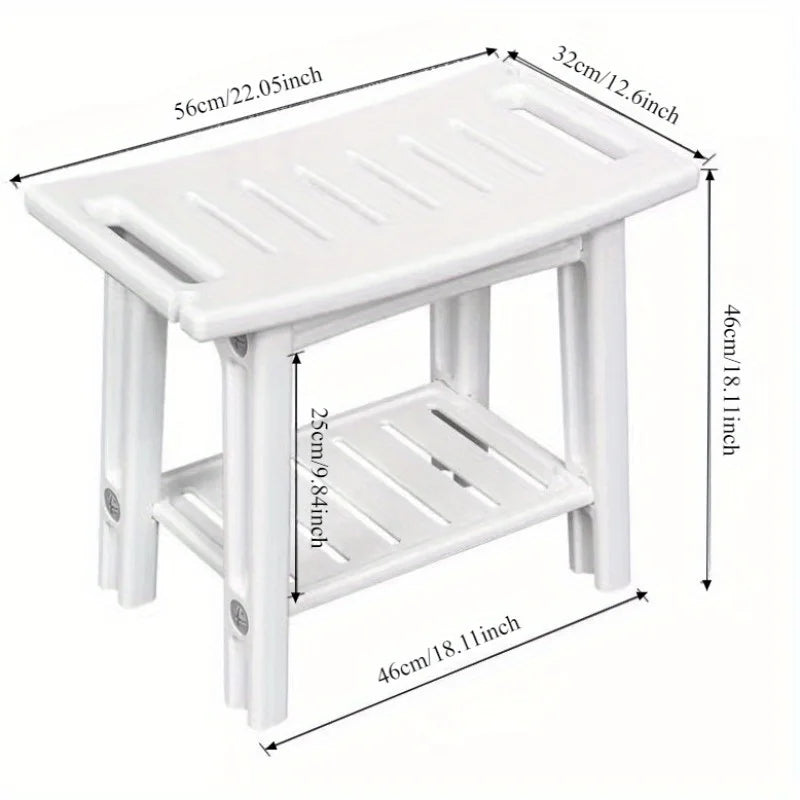 Bath bathroom stool elderly pregnant women shower stool storage household double bench non-slip plastic low stool