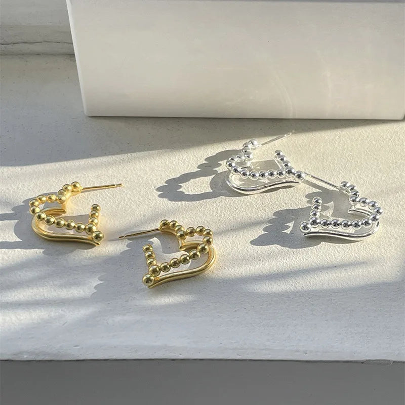 Double Layered Heart Stud Earrings