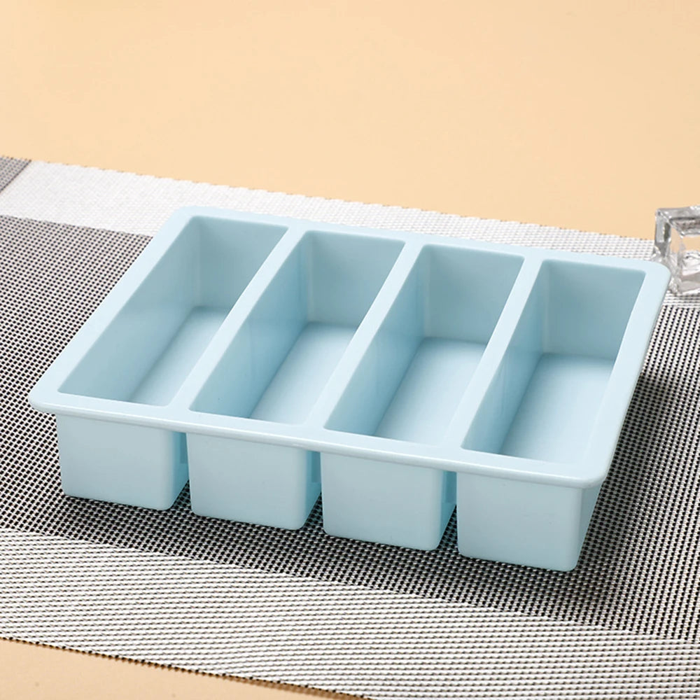 1PC Four Straight Strip Ice Mill Silicone Ice Tray Diy Ice Cube Mold Auxiliary Food Box Ice Maker