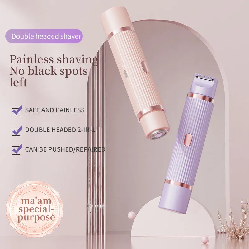 Hair remover Ladies double head shaver Private pubic hair trimmer Electric shaving knife Ladies hair removal instrument