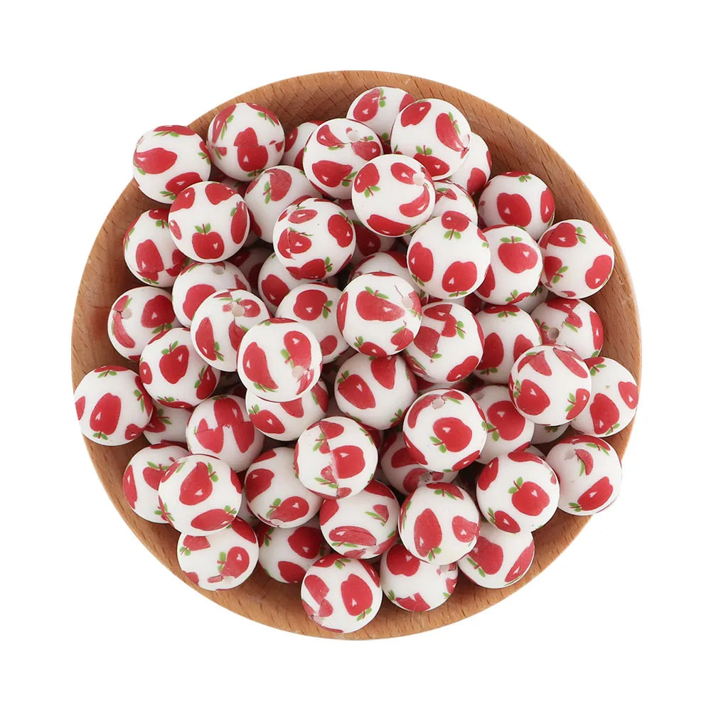 10Pcs/lot Printed Silicone Beads 15mm Round Leopard Terrazzo Dalmatian Camo Silicone Beads For Jewelry Making DIY Accessories