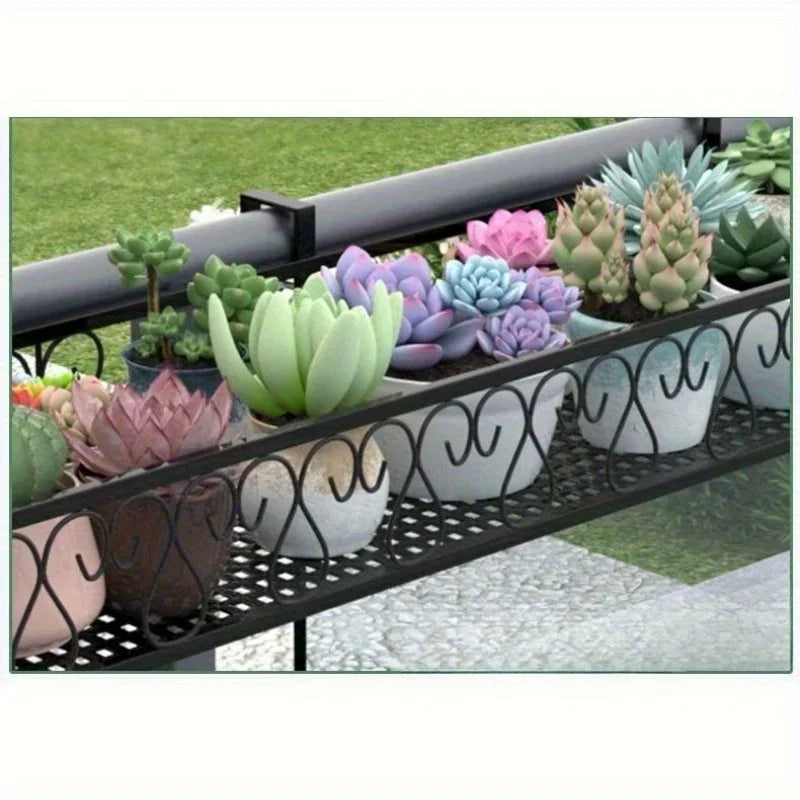Balcony flower stand hanging wrought iron guardrail flower pot hanger succulent railing flower rack indoor window sill rack