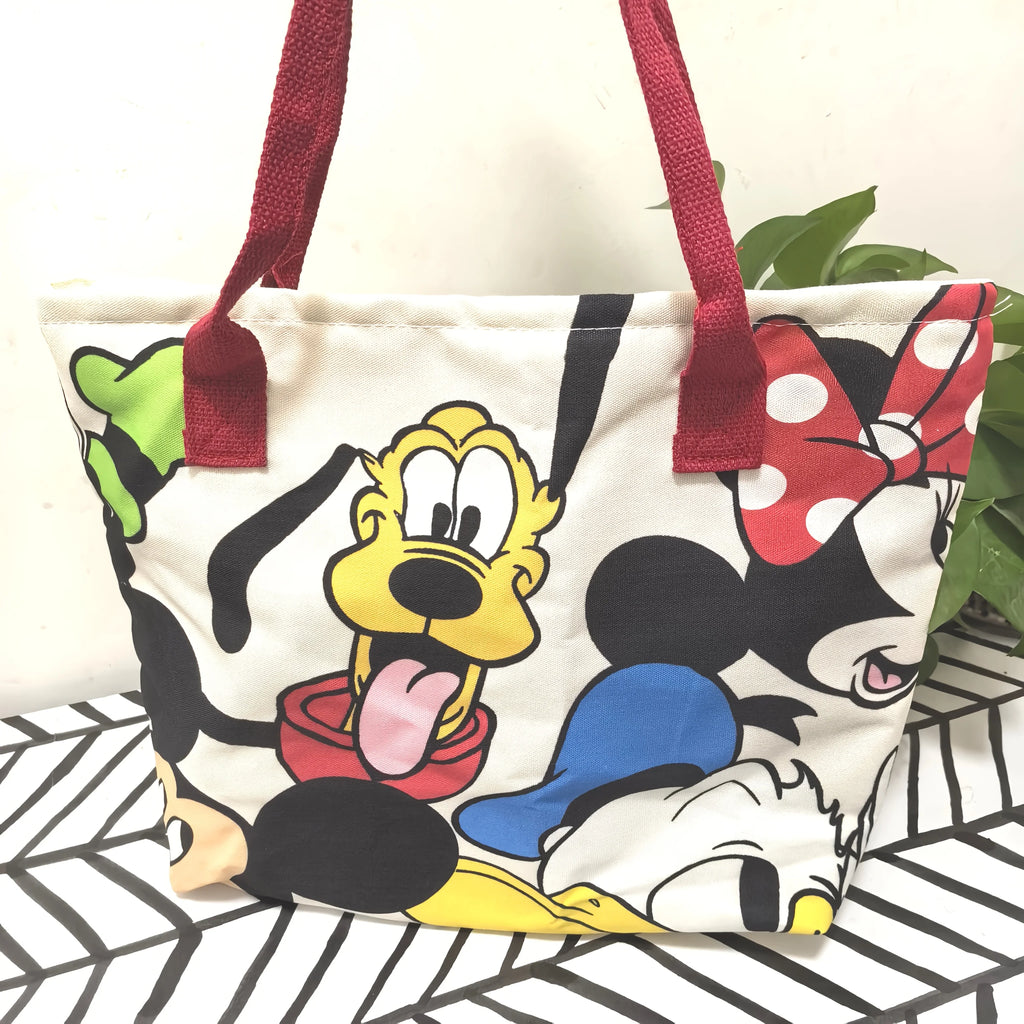 Cartoon Mickey Fashion Versatile LargeCapacity Canvas Shoulder Bag Women's Casual Versatile Tote Bag Student Class Handbag