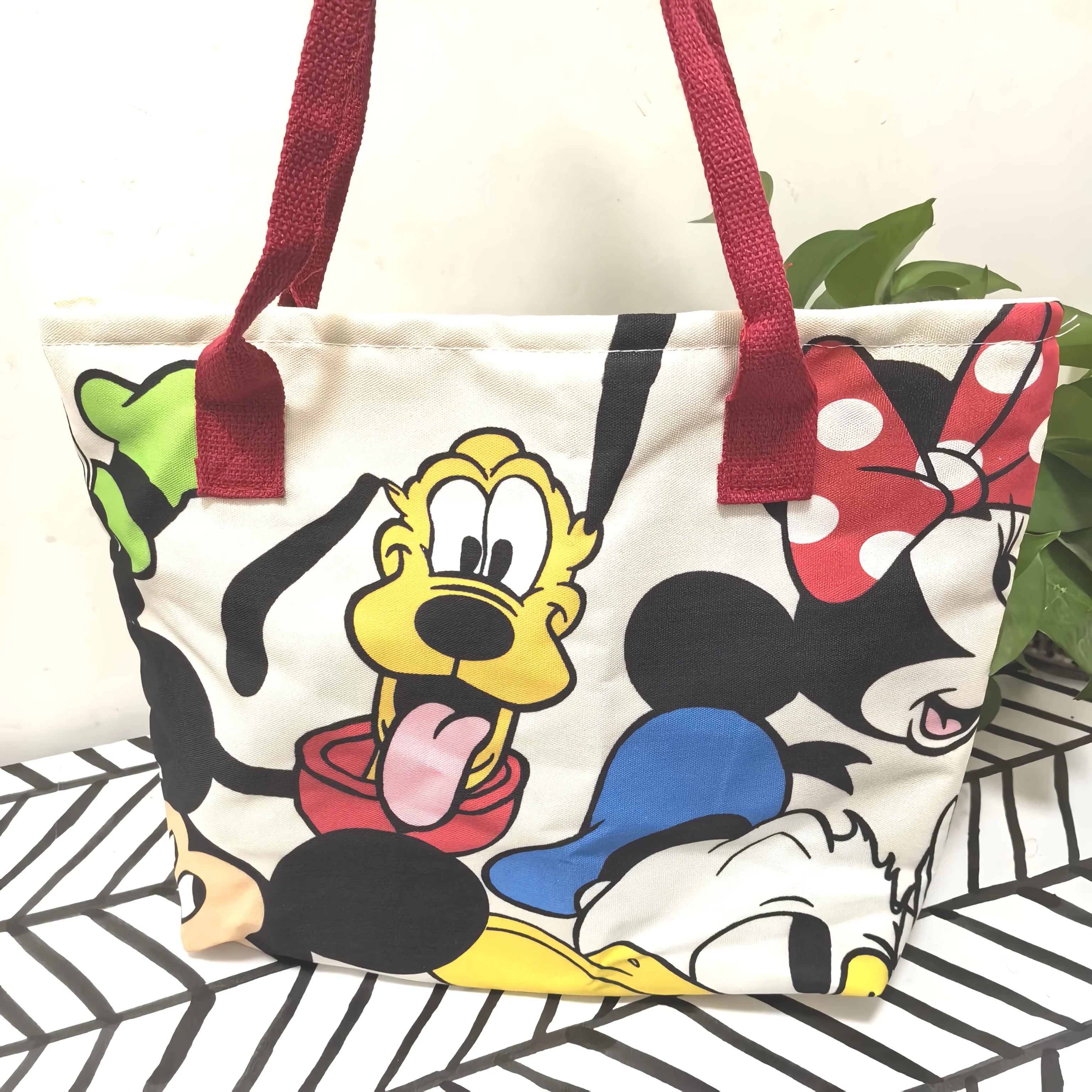 Cartoon Mickey Fashion Versatile LargeCapacity Canvas Shoulder Bag Women's Casual Versatile Tote Bag Student Class Handbag