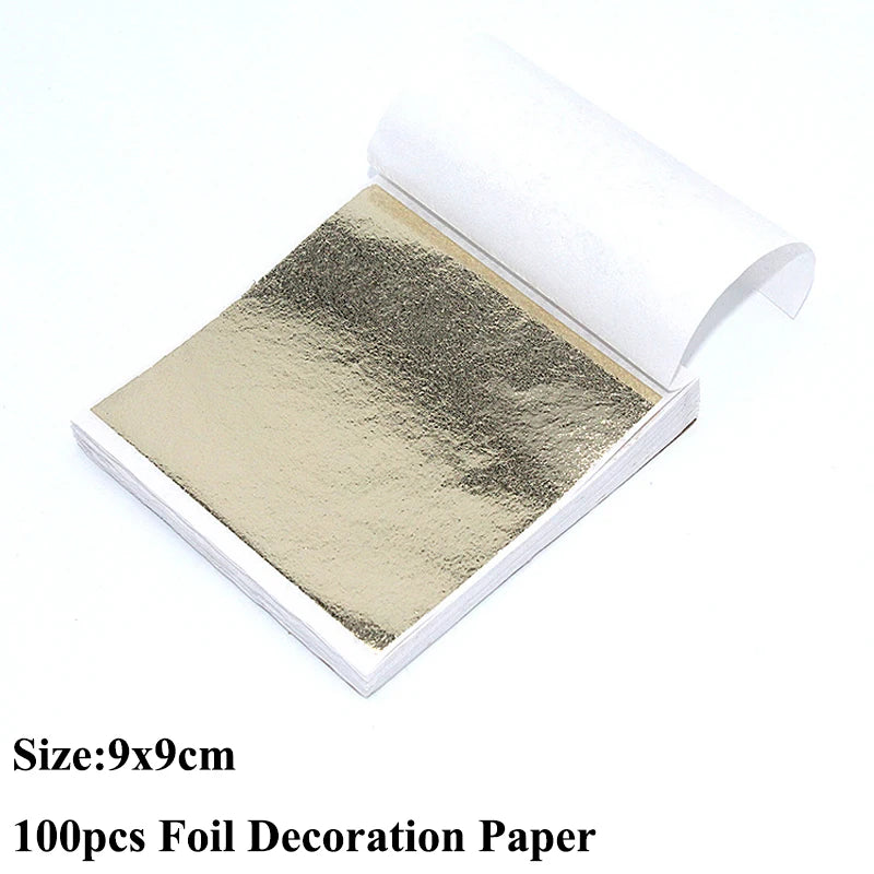 100pcs Imitation Gold Sliver Copper Foil Paper DIY Resin Candle Plaster Craft Leaf Flake Gilding Sheets Art Nail Home Decoration