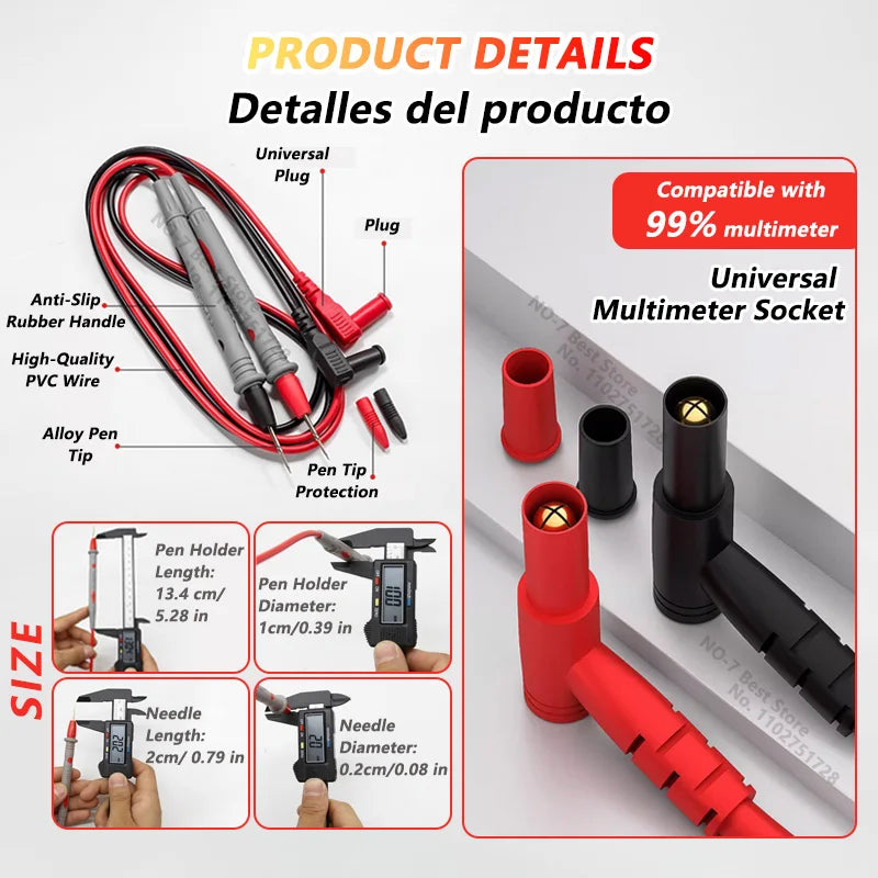 1000V 20A 10A Universal Digital Multimeter Probe Test Leads For Multimeter Feelers Multimeter Wire Cable Pen Tip