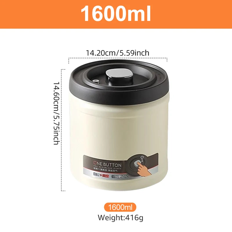 Stainless Steel Coffee Beans Vacuum Sealed Container Coffee Beans Storage Press Tank With Lid  Powder Tea Storage Jar