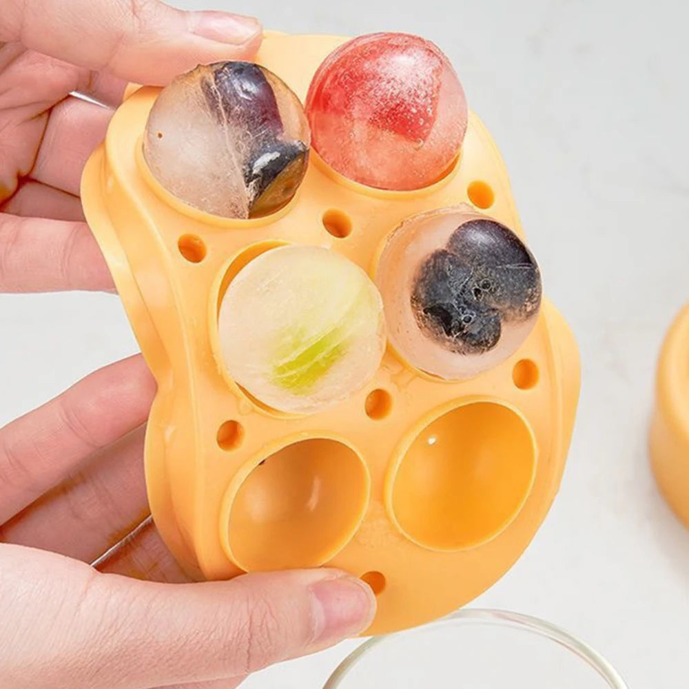 1PC Six Ice Cube Mold Silica Gel Ice Lattice Home Frozen Ball Ice Box No Leakage Round Ice Cube Mold