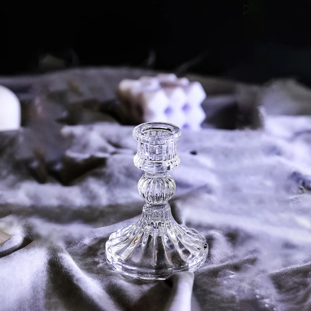 1PC Retro Crystal Candle Holder - Glass Romantic Candlelight Dinner Wedding Photography Props - Halloween Decorations