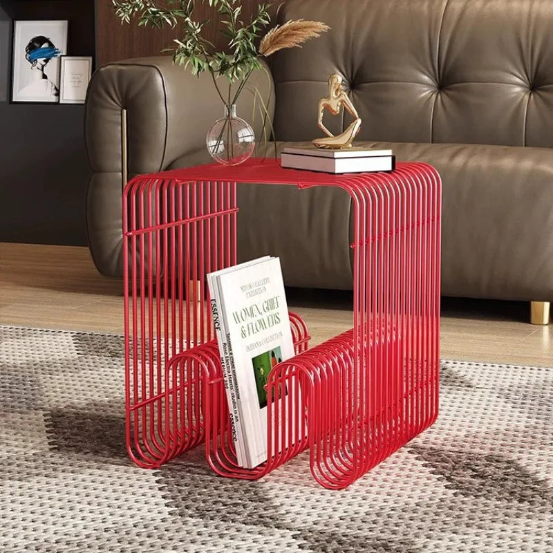 a simple modern light luxury coffee table, a few corners on the side of the coffee table, a book shelf, a shelf