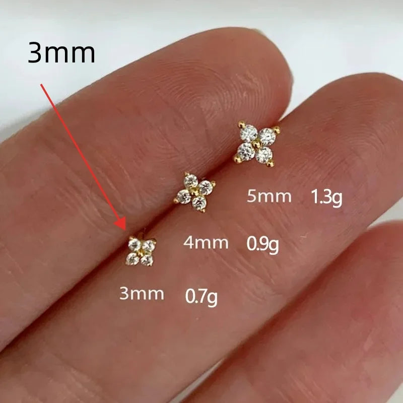 Avenneth Fashion Small Flower Stud Earrings For Women Cartilage Cubic Zirconia Earring Party Jewelry Party Gifts