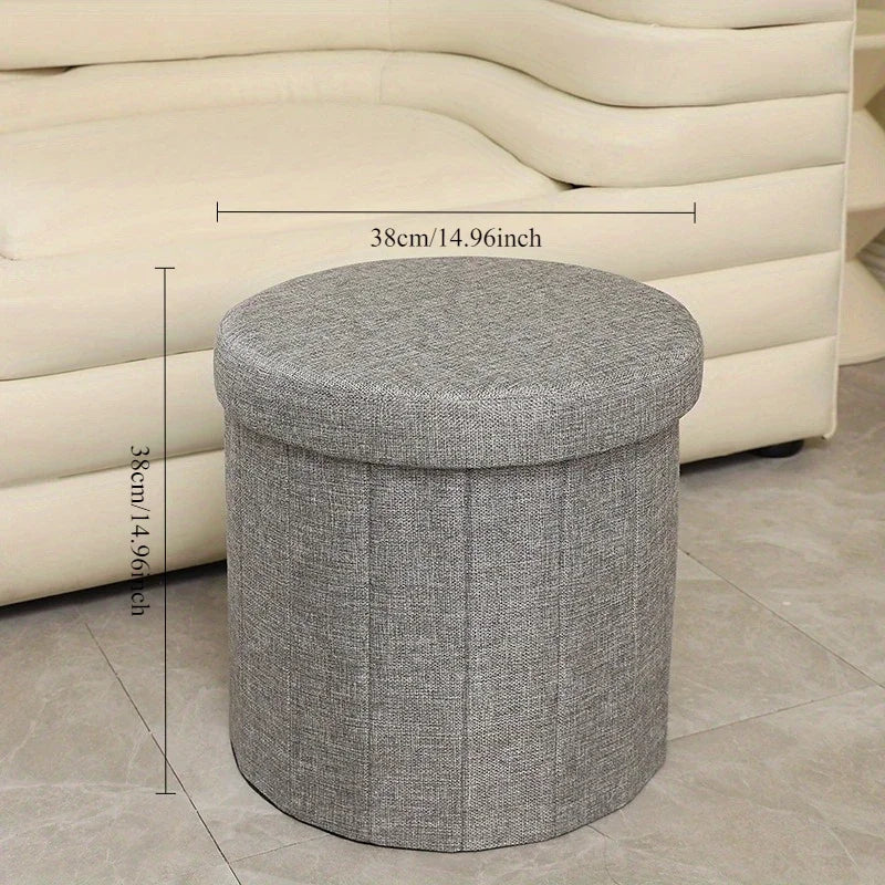 Creative Round Bucket Teddy Leather Stool Soft Fabric Ottoman Bench Home Makeup Chair with Storage