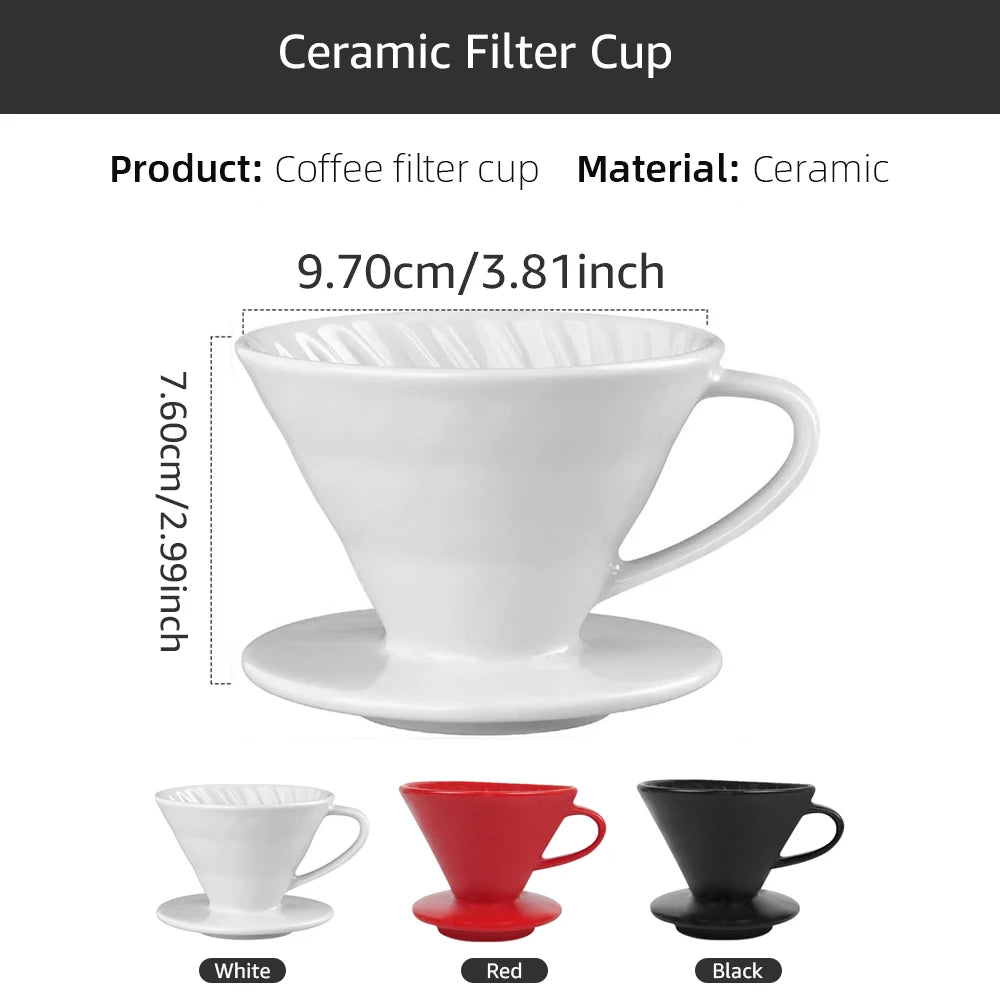 Ceramic Coffee Filter Cup Reusable Filters Coffee Maker Conical Hand Flush Single Drip Filter Cup Barista Tool Cake Cup