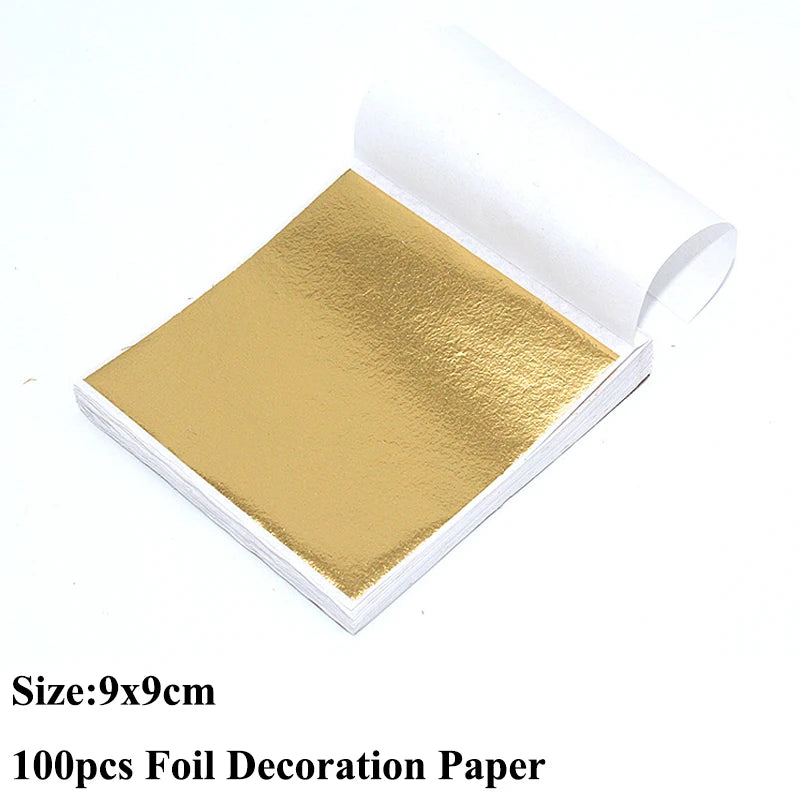 100pcs Imitation Gold Sliver Copper Foil Paper DIY Resin Candle Plaster Craft Leaf Flake Gilding Sheets Art Nail Home Decoration