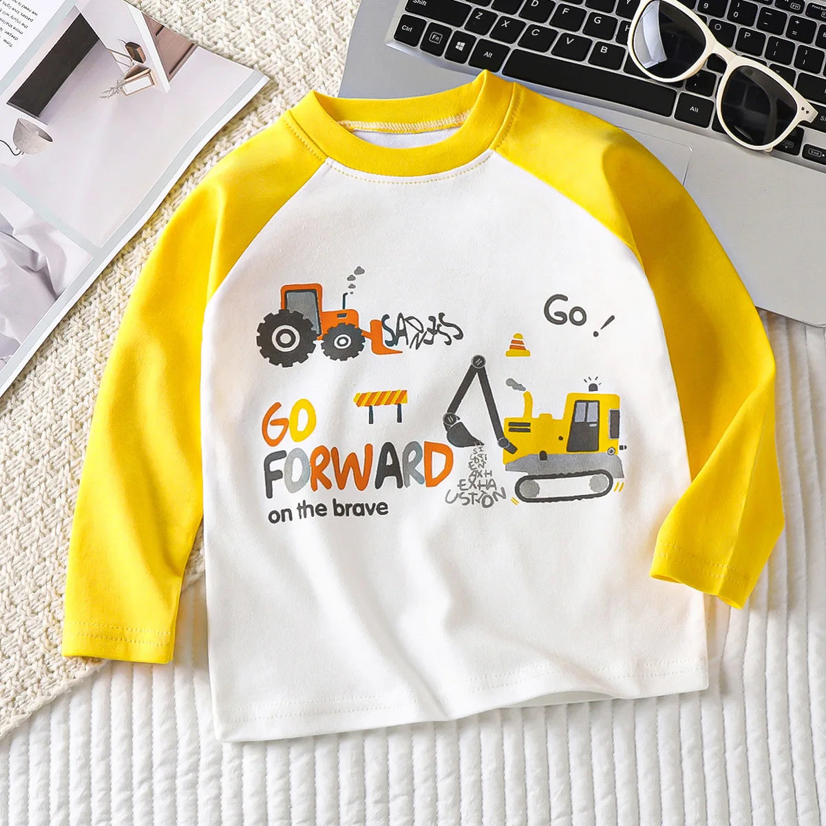 Cartoon Kids Long Sleeve Tops Cute  Dinosaur Children T-shirt Spring Autumn Cotton Clothing Baby Bottoming Shirt