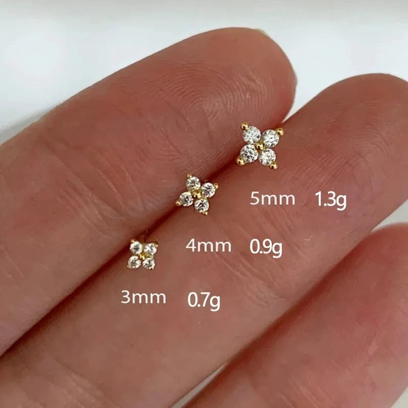 Avenneth Fashion Small Flower Stud Earrings For Women Cartilage Cubic Zirconia Earring Party Jewelry Party Gifts