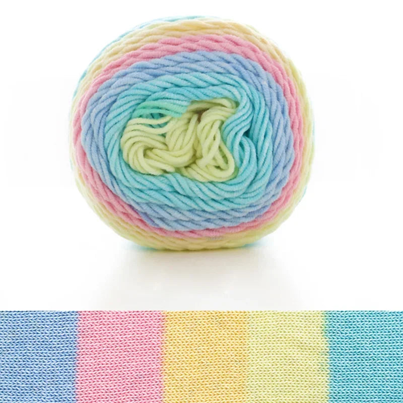 (1pc)5-strand Milk Cotton Segment Dyed Rainbow Cotton Hand Woven Wool Scarf Pillow Blanket Material Wool