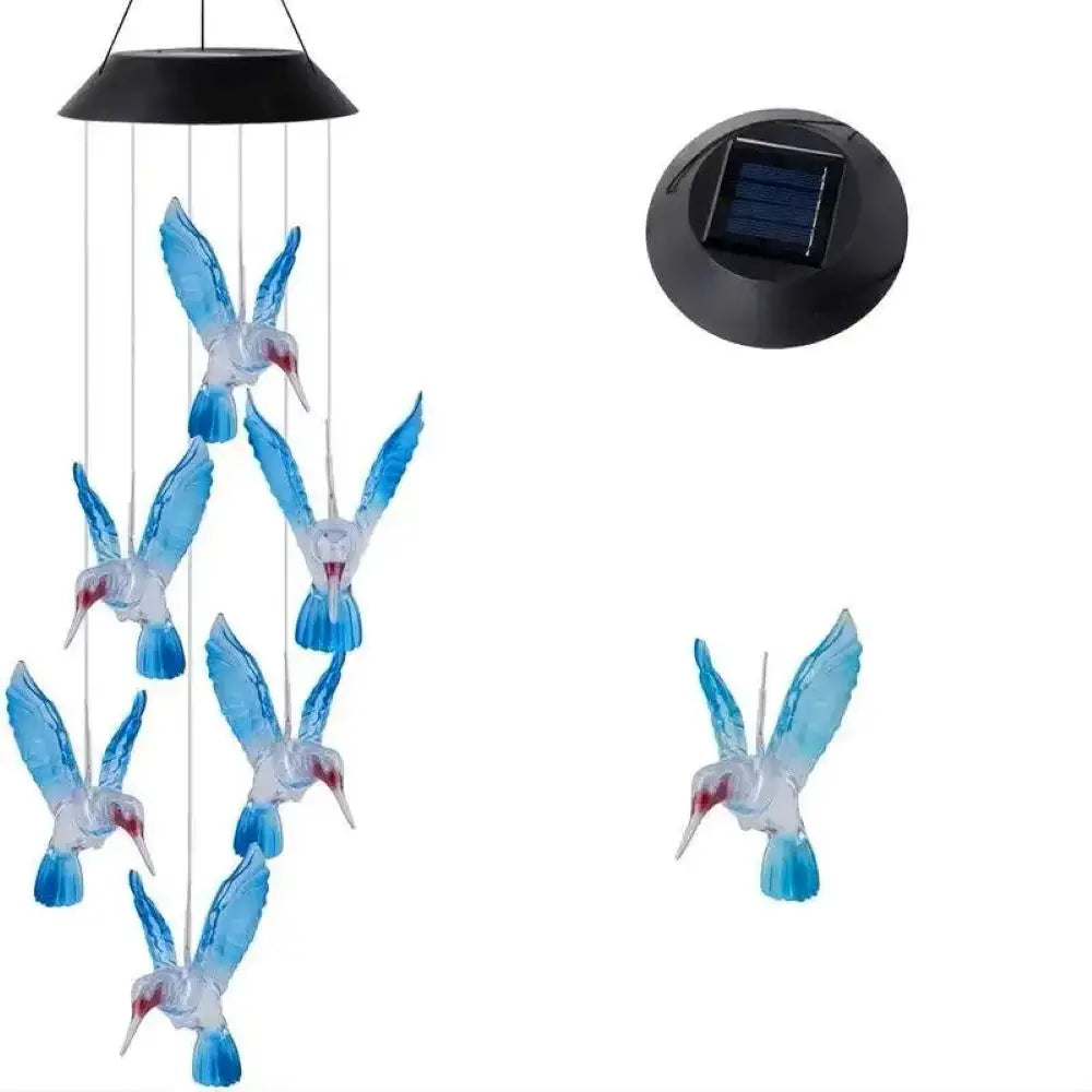 1set Blue Wind Chimes Solar Power Generation for Courtyard and Outdoor Decoration Wind Chimes and Pendants1set Blue Wind Chimes