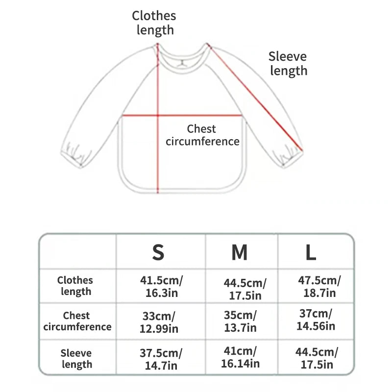 1PC Baby Long Sleeve PU Overalls Wear Waterproof Food Dirty Oil Feeding Suitable For Male And Female Children Bibs