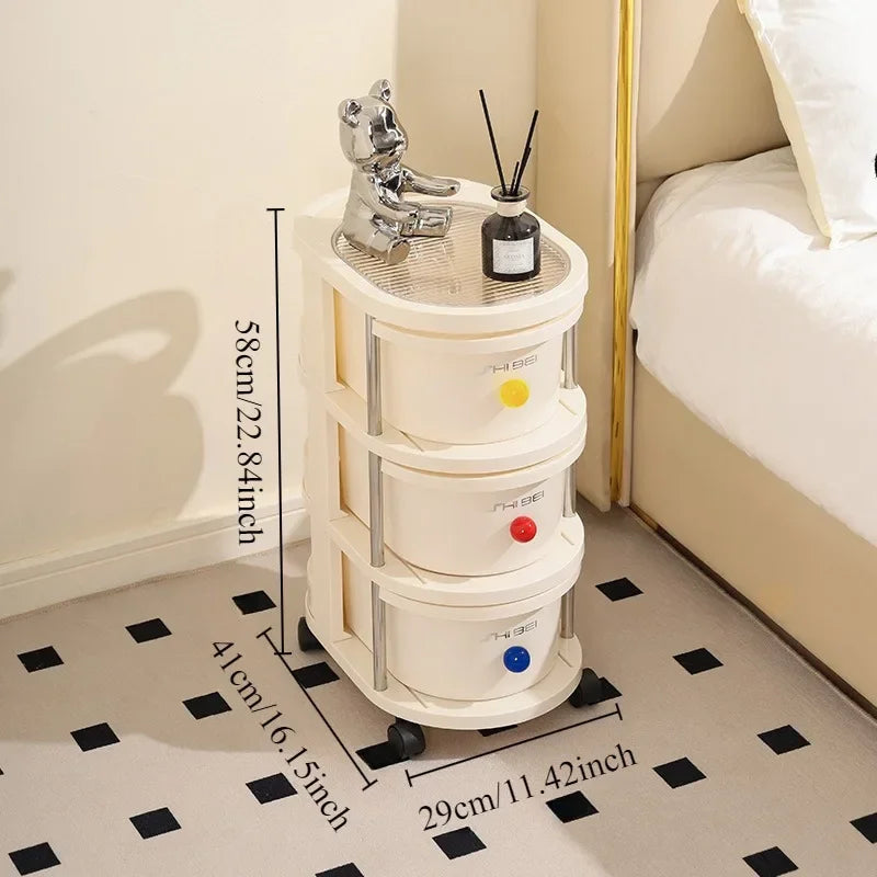 Bedside cabinet, office storage cabinet, snack rack, handcart storage cabinet, large capacity household multi-layer floor,