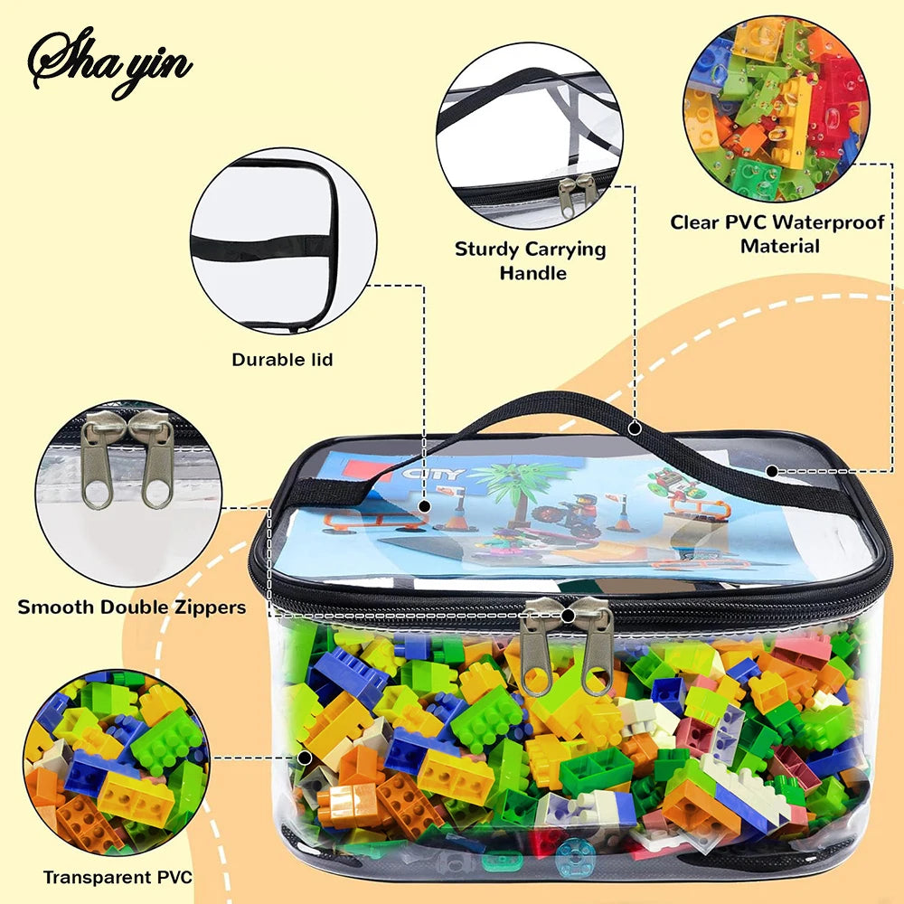 1PC Lego Storage Bucket For Organizing Parts, Small Particle Wooden Toy Storage Handbag