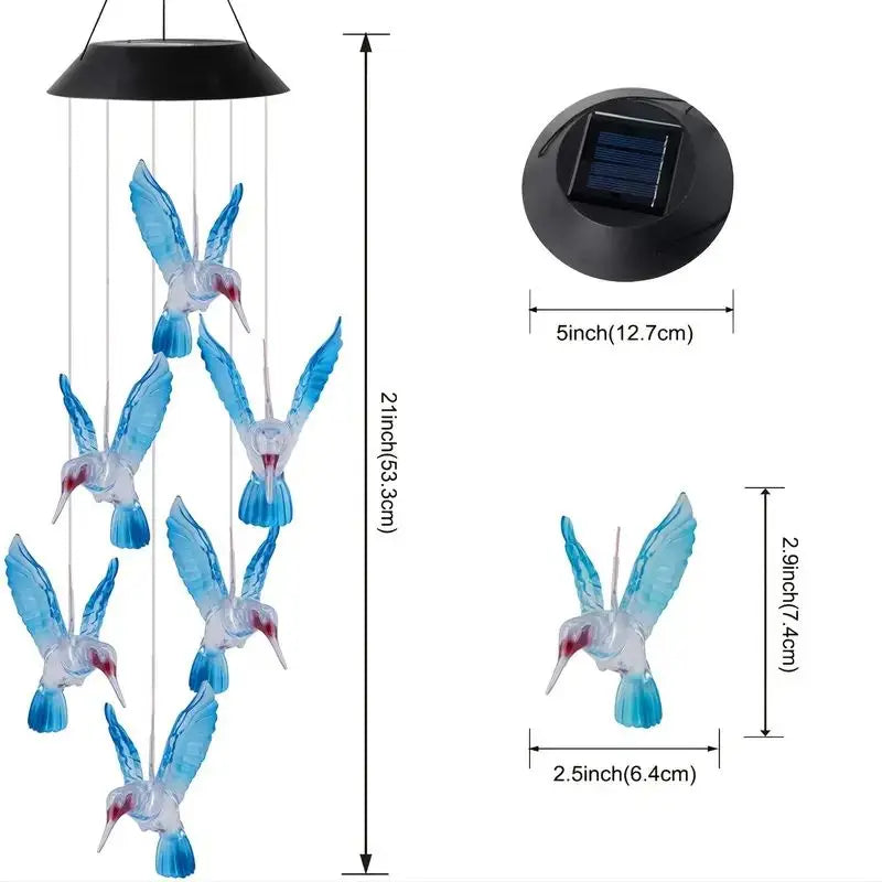 1set Blue Wind Chimes Solar Power Generation for Courtyard and Outdoor Decoration Wind Chimes and Pendants1set Blue Wind Chimes