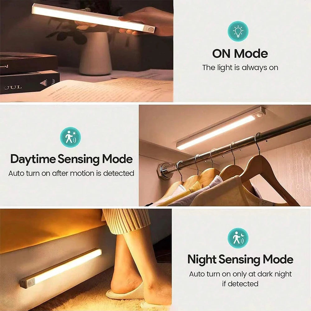 1pc Motion Sensor Light, Wireless USB Rechargeable Night Light For Room, Cabinet, Closet, Corridor And Stairs Warm/White Light