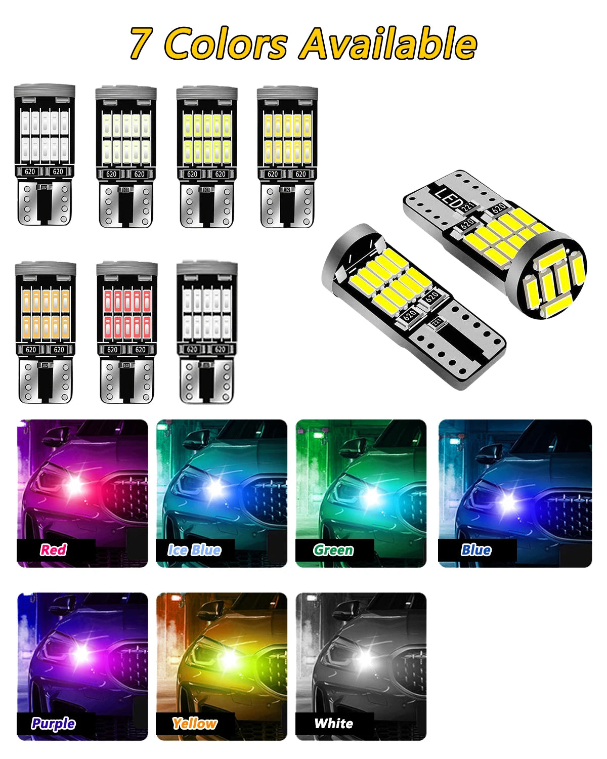 10-40PCS T10 W5W LED Bulb CANBUS No Error 12V 4014-26SMD 400LM 6500K Super Bright White Car Interior Dome Door Maps Trunk Lights