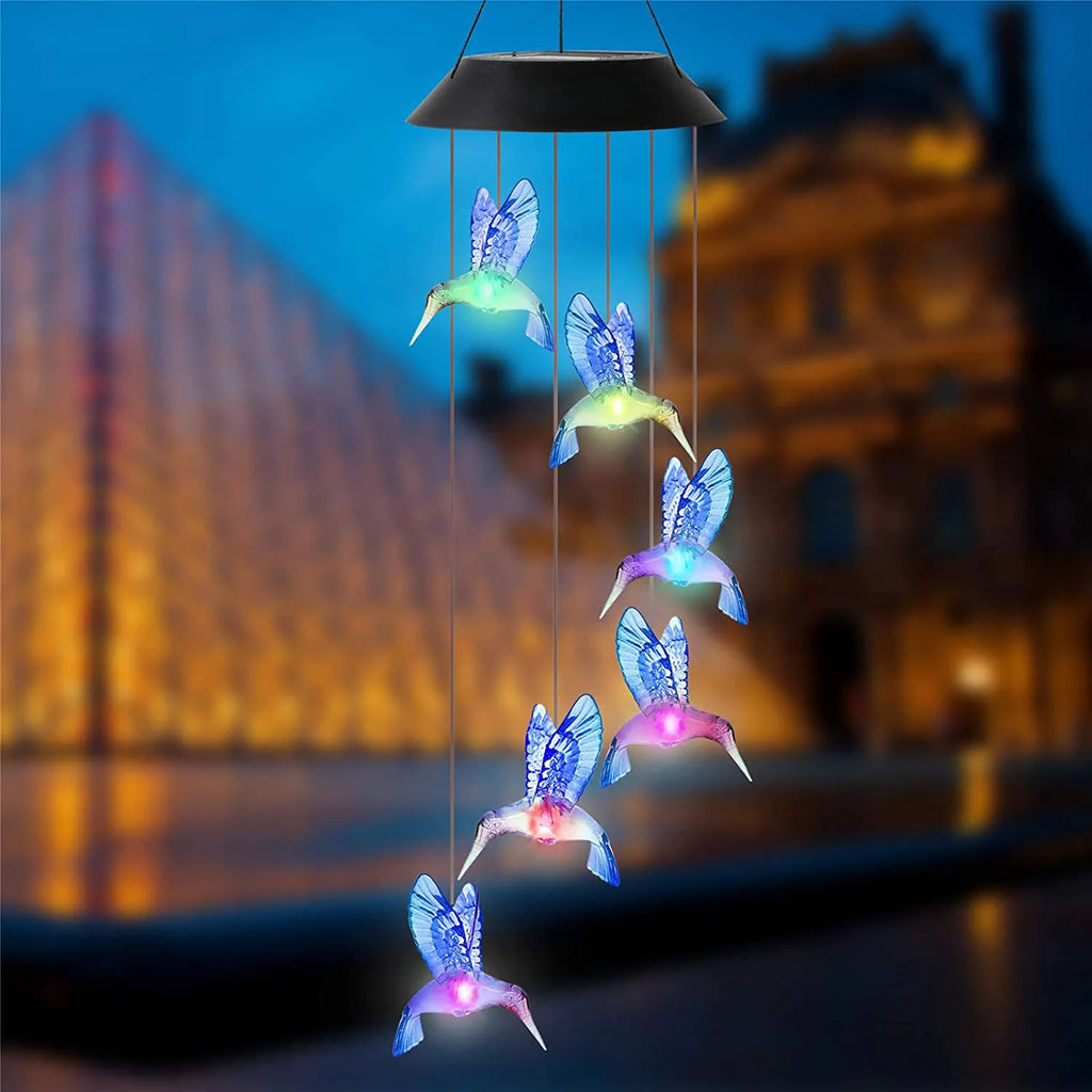 1set Blue Wind Chimes Solar Power Generation for Courtyard and Outdoor Decoration Wind Chimes and Pendants1set Blue Wind Chimes