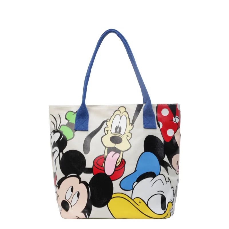 Cartoon Mickey Fashion Versatile LargeCapacity Canvas Shoulder Bag Women's Casual Versatile Tote Bag Student Class Handbag
