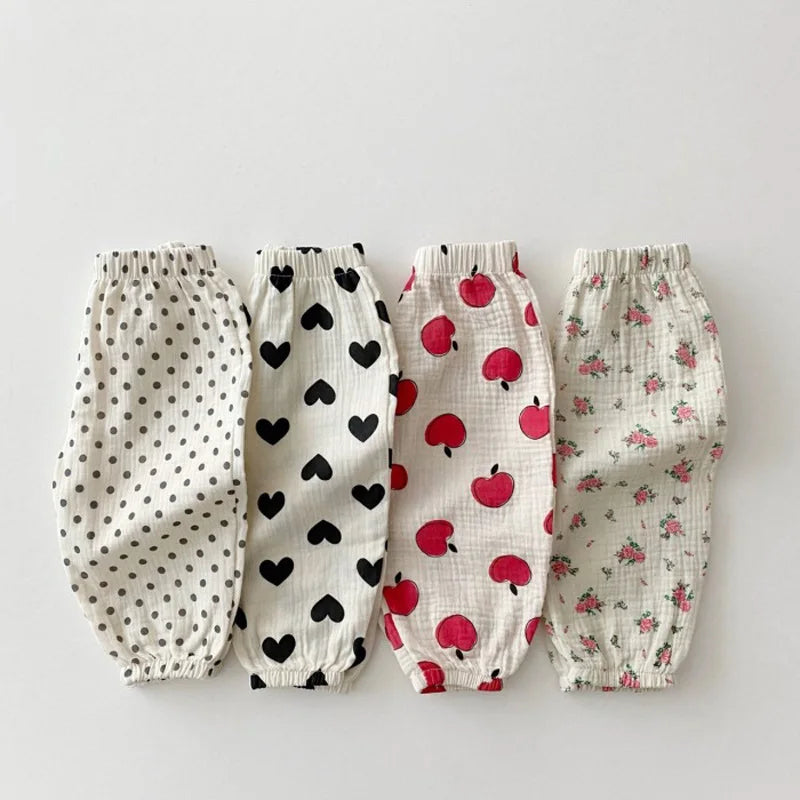 Baby Girls Summer Clothing Children's Anti-Mosquito Pants Loose Casual Casual Printed Cartoon Trousers Kids Clothes Harem Pant