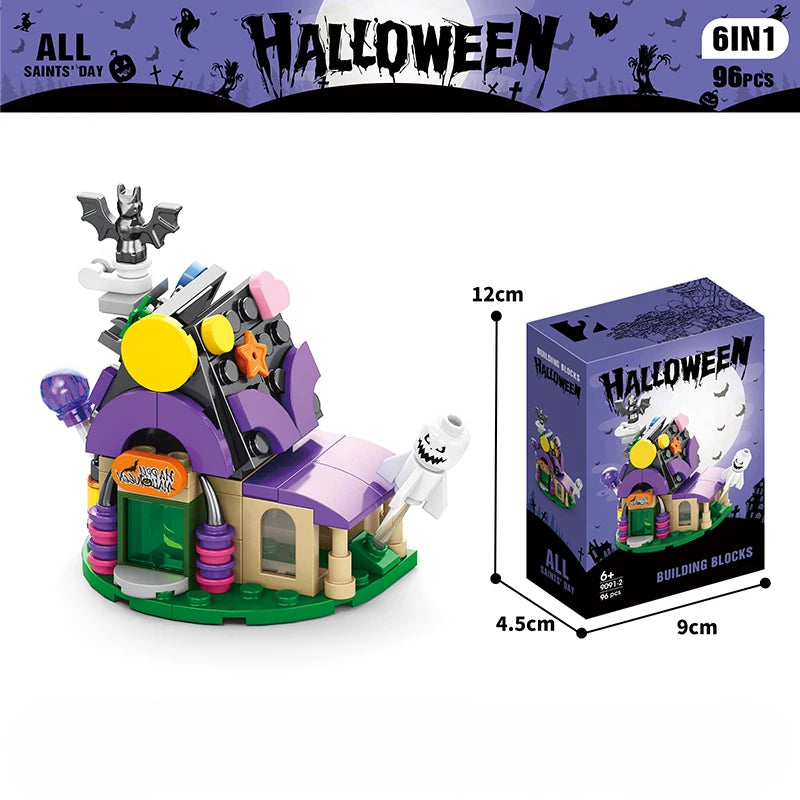 DIY Model Halloween Building Block Set Pumpkin House Educational Building Block Toy Children's Festive Gifts for Home Decoration