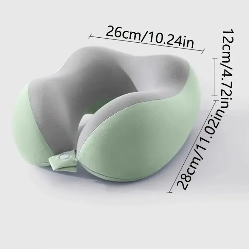 Comfortable U-shaped neck pillow with storage bag – ideal for travel, napping, and office use
