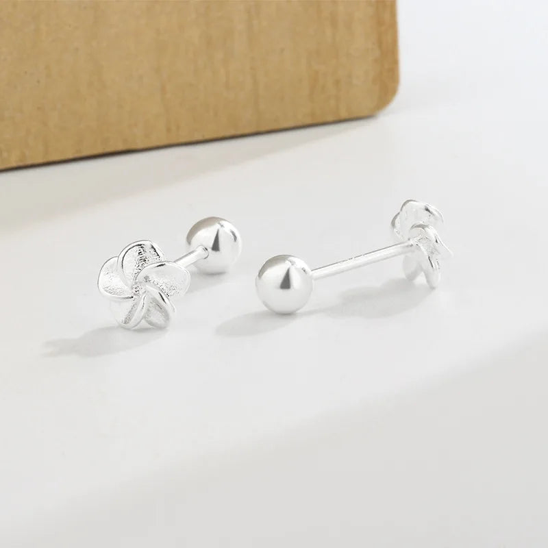 Minimalist Small Flower Screw Earrings