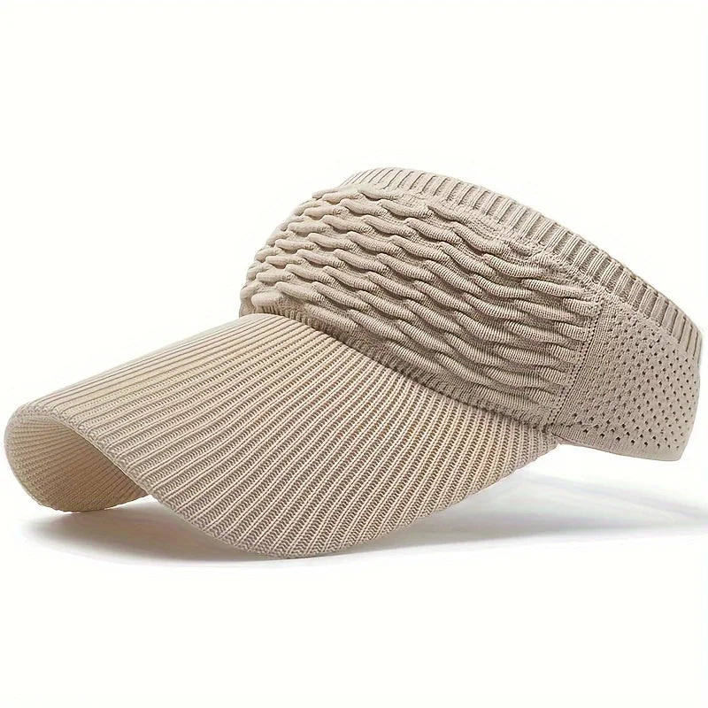 1pc Summer Breathable Sun Hat,Casual Elastic Knitted Cap,Women's Long Brim Sunshade Empty Top Hat for Outdoor Sports, beach hat