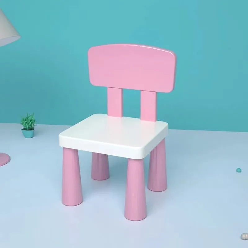 Durable plastic cartoon chair with backrest, lightweight and comfortable study desk and chair, suitable for home, school,