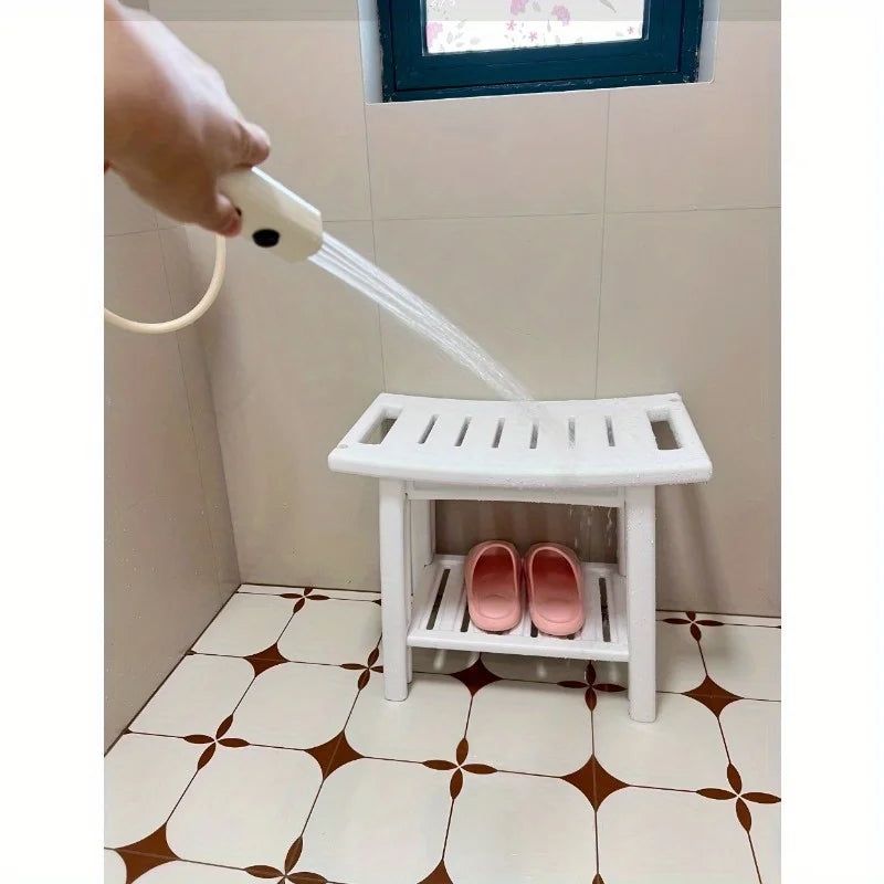 Bath bathroom stool elderly pregnant women shower stool storage household double bench non-slip plastic low stool