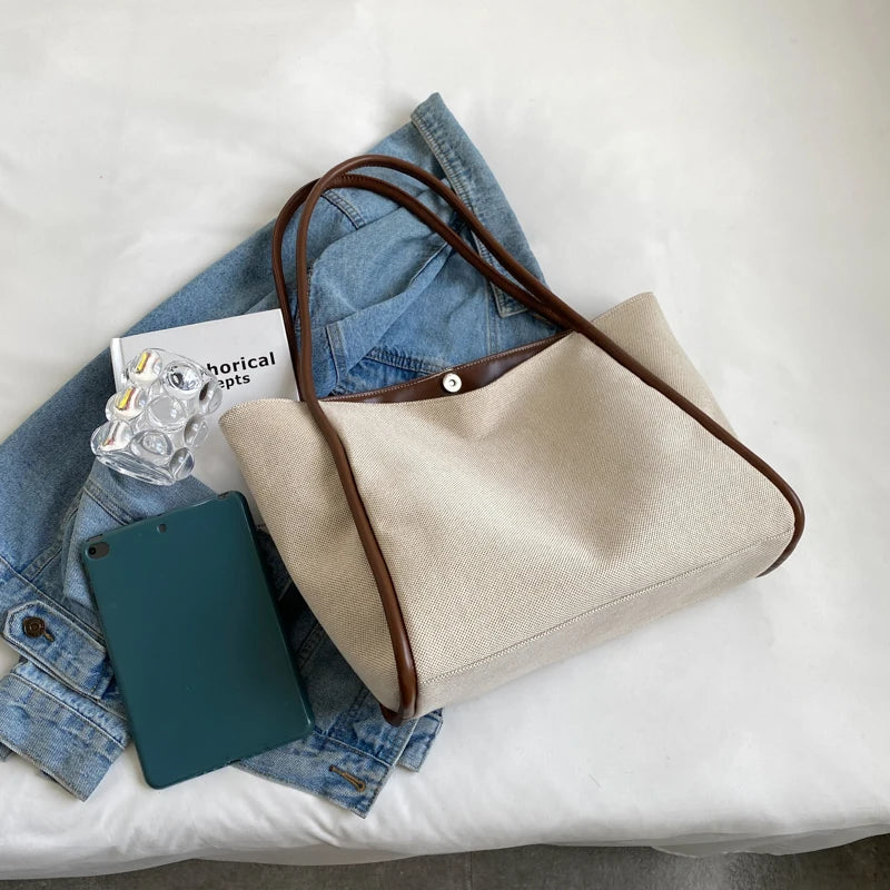 1 Piece of Large-Capacity Tote Bag, Fashionable Bucket Bag for Work and Commuting, Women Can Hold iPad