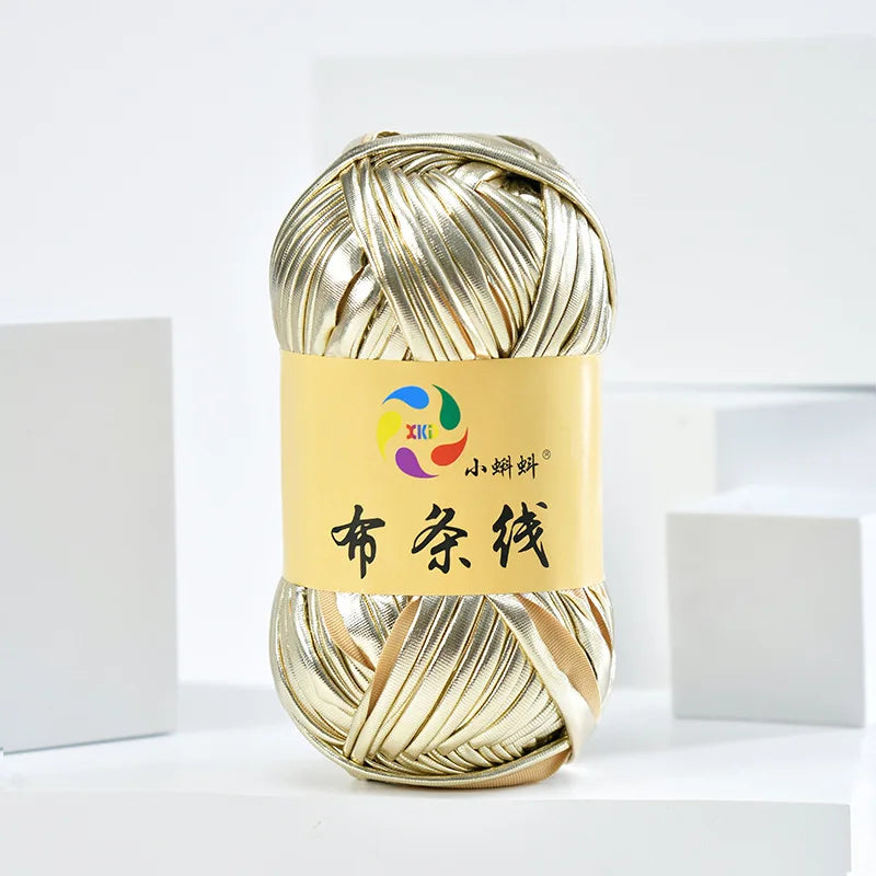 Metal texture cloth line personalized wool DIY woven bag bright leather hand woven material
