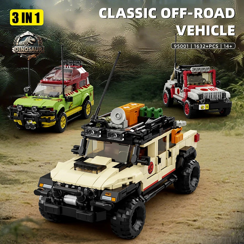 1632Pcs Jurassic Dinosaur theme 3 in 1 Eight grids Classic Off-Road Vehicle Building Block Sets model bricks Toy Christmas Gifts