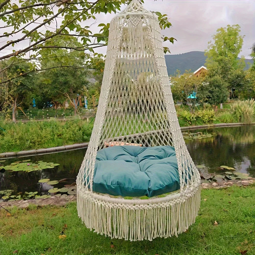 Handmade woven tassel hanging chair Bohemian courtyard swing indoor hammock outdoor hammock does not include seat cushion